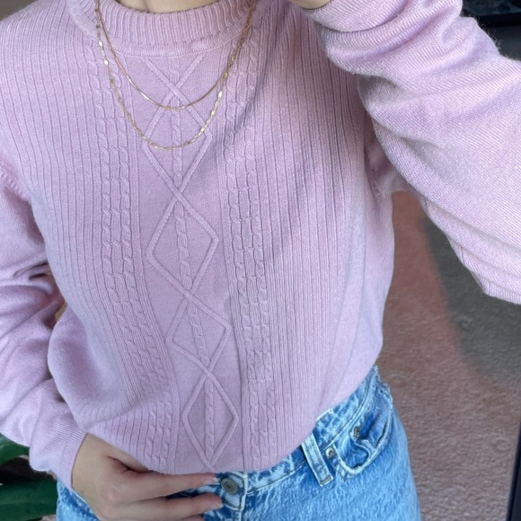 Vintage Pastel Pink Cable Knit Sweater Size Small - Picture 3 of 8